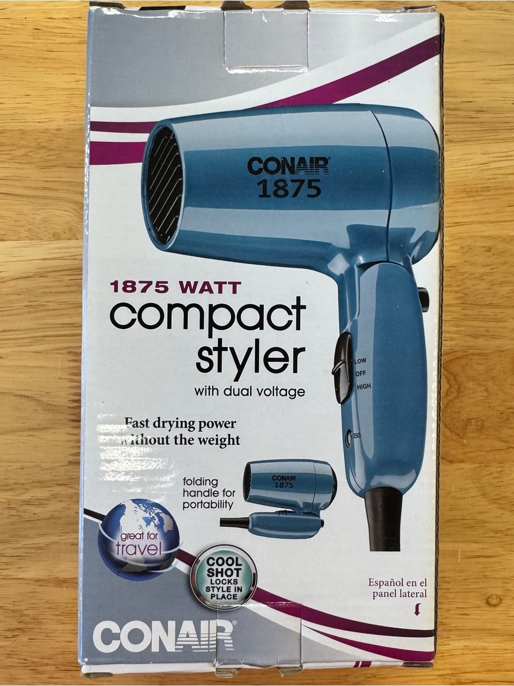 Conair 1875 Compact Styler Hair Dryer Blue Brand New
